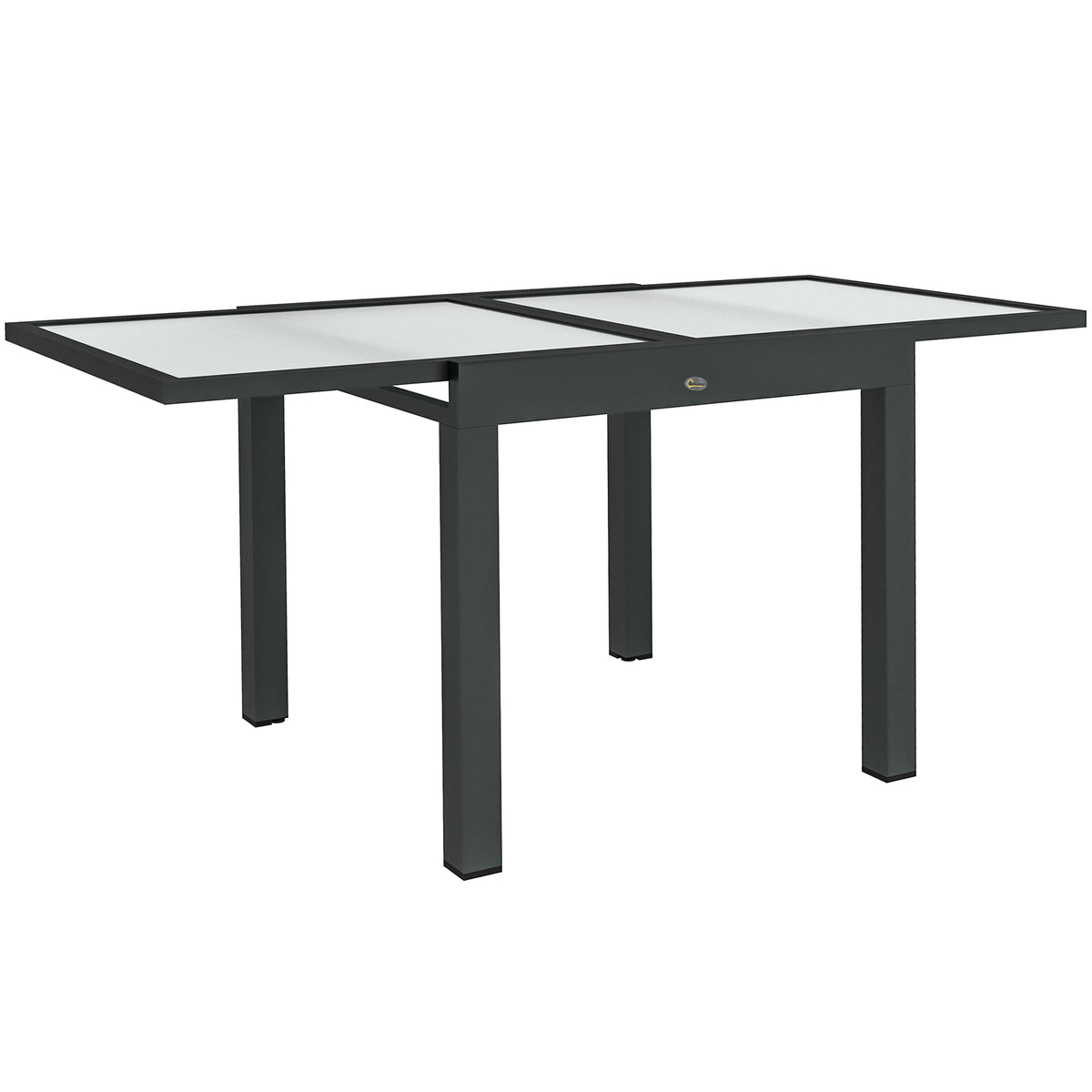 Outsunny Extendable Outdoor Dining Table with Tempered Glass Top, 80–160cm – Aluminium Patio Table, Black/Clear