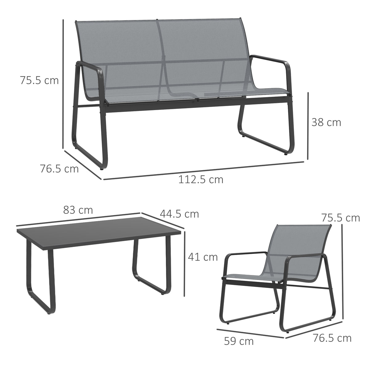 Outsunny Patio Sofa Set metal frame detail
