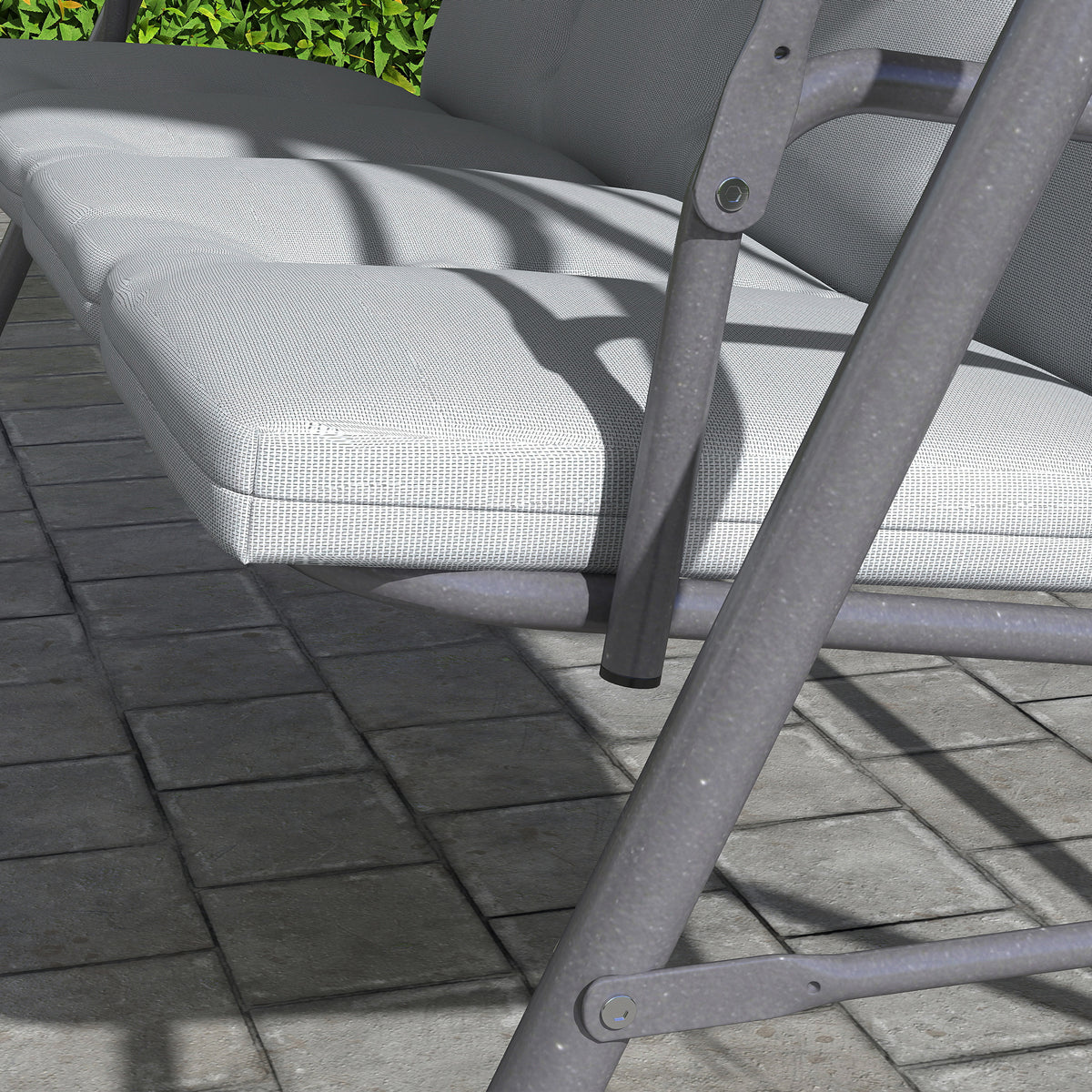Outsunny 3-Person Porch Swing Bench with Adjustable Canopy, Steel Frame & Removable Cushion – Light Grey