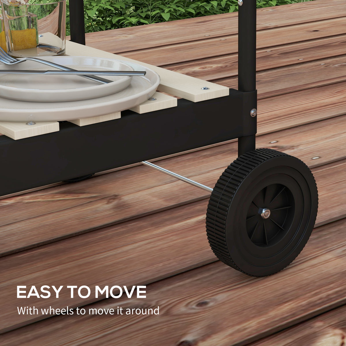 Outsunny Charcoal BBQ Grill Trolley with 5-Level Adjustable Height, Ash Catcher & Warming Rack – Black