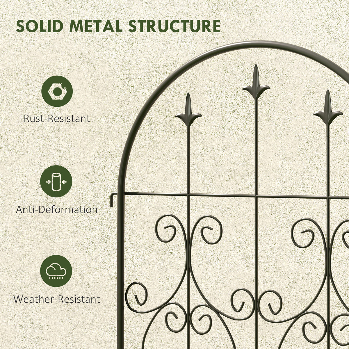 Outsunny Set of 2 Metal Garden Trellis Panels – Scrollwork Climbing Plant Support, 150 x 50cm, Black