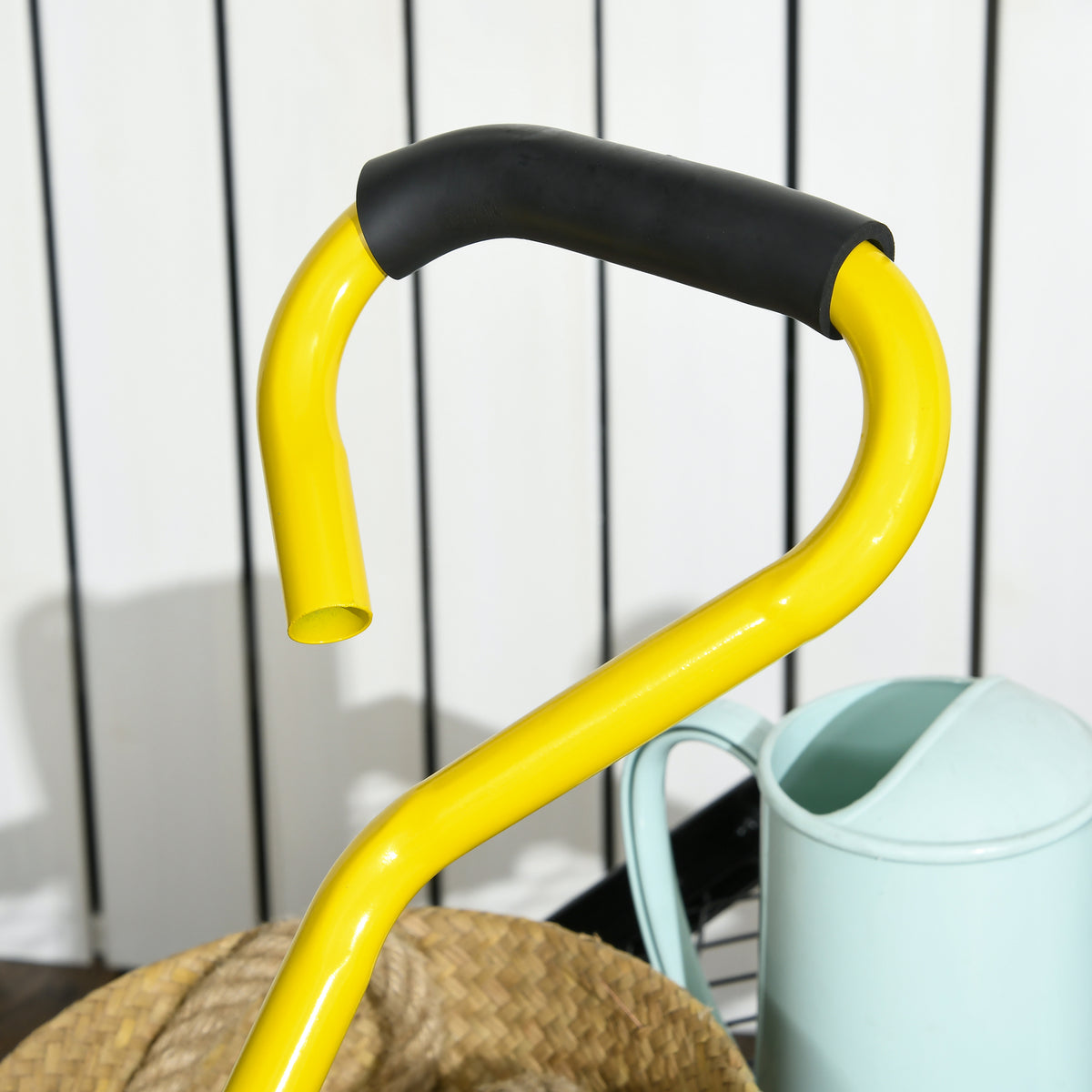 Outsunny Garden Trolley Cart with Pneumatic Wheels & Rotating Handle – 150kg Heavy Load Transport, Yellow
