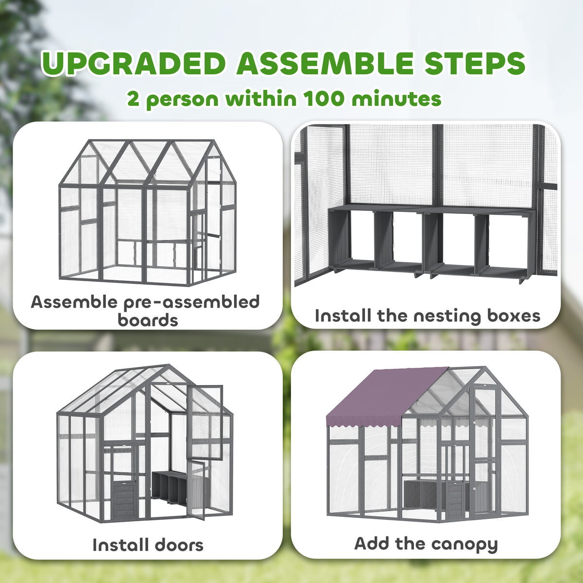 PawHut Large Walk In Chicken Run for 6-8 Poultry with Waterproof UV-Resistant Cover – Fir Wood Hen Enclosure, 1.7 x 1.8 x 1.8m