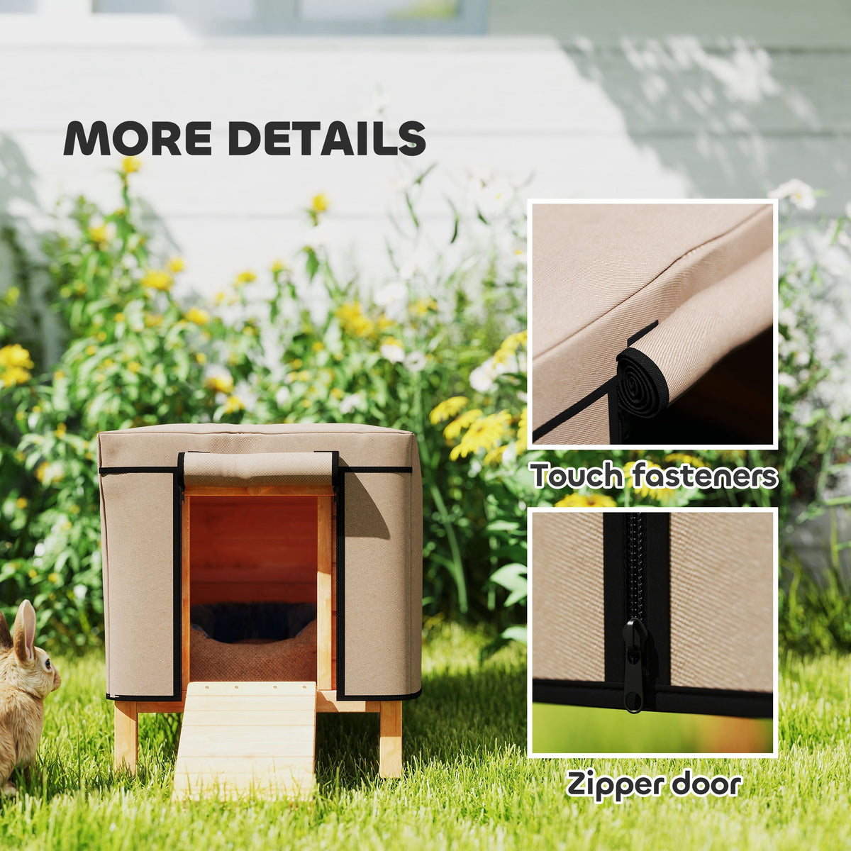 PawHut Waterproof Rabbit & Guinea Pig Hutch Cover – 600D Oxford Fabric for Model X-D2-0047, Brown