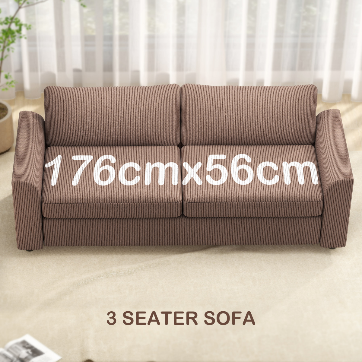 HOMCOM 212cm sofa, front view