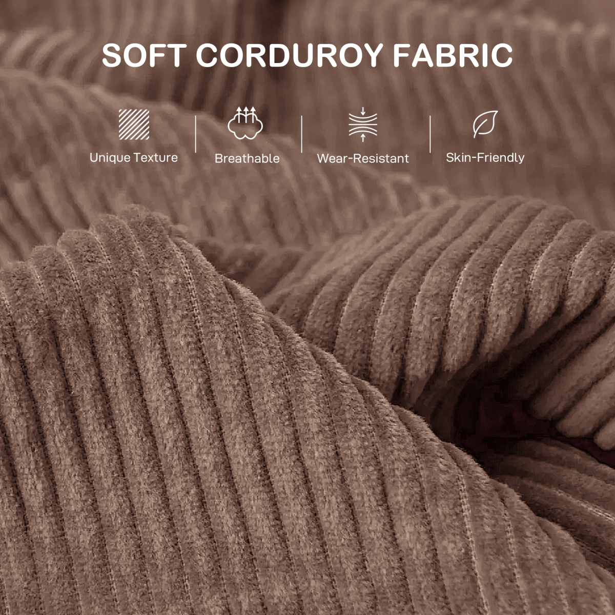 HOMCOM coffee-coloured jumbo sofa, close-up of armrest
