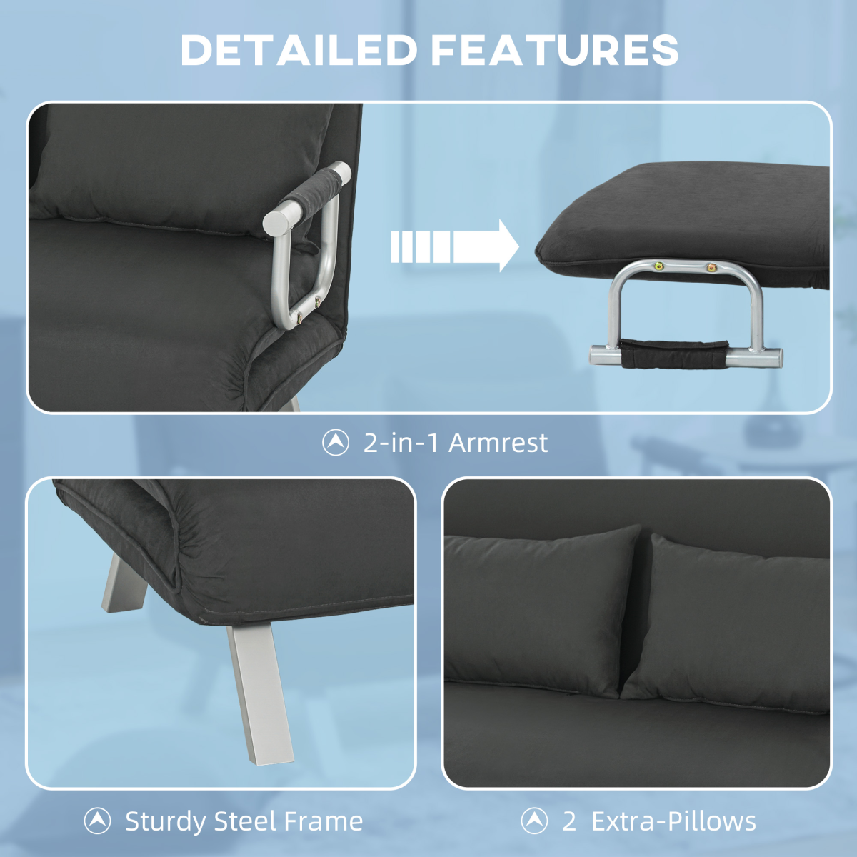 HOMCOM sofa bed steel frame construction