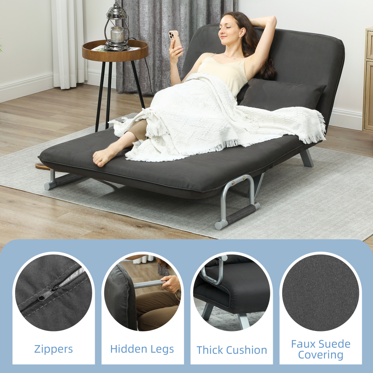 HOMCOM sofa bed in a living room setting