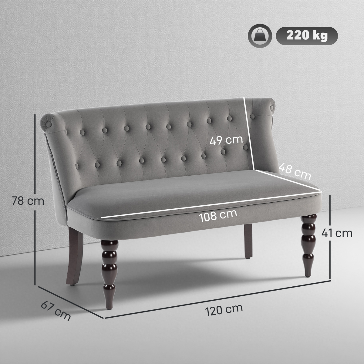 HOMCOM loveseat sofa anti-slip feet detail