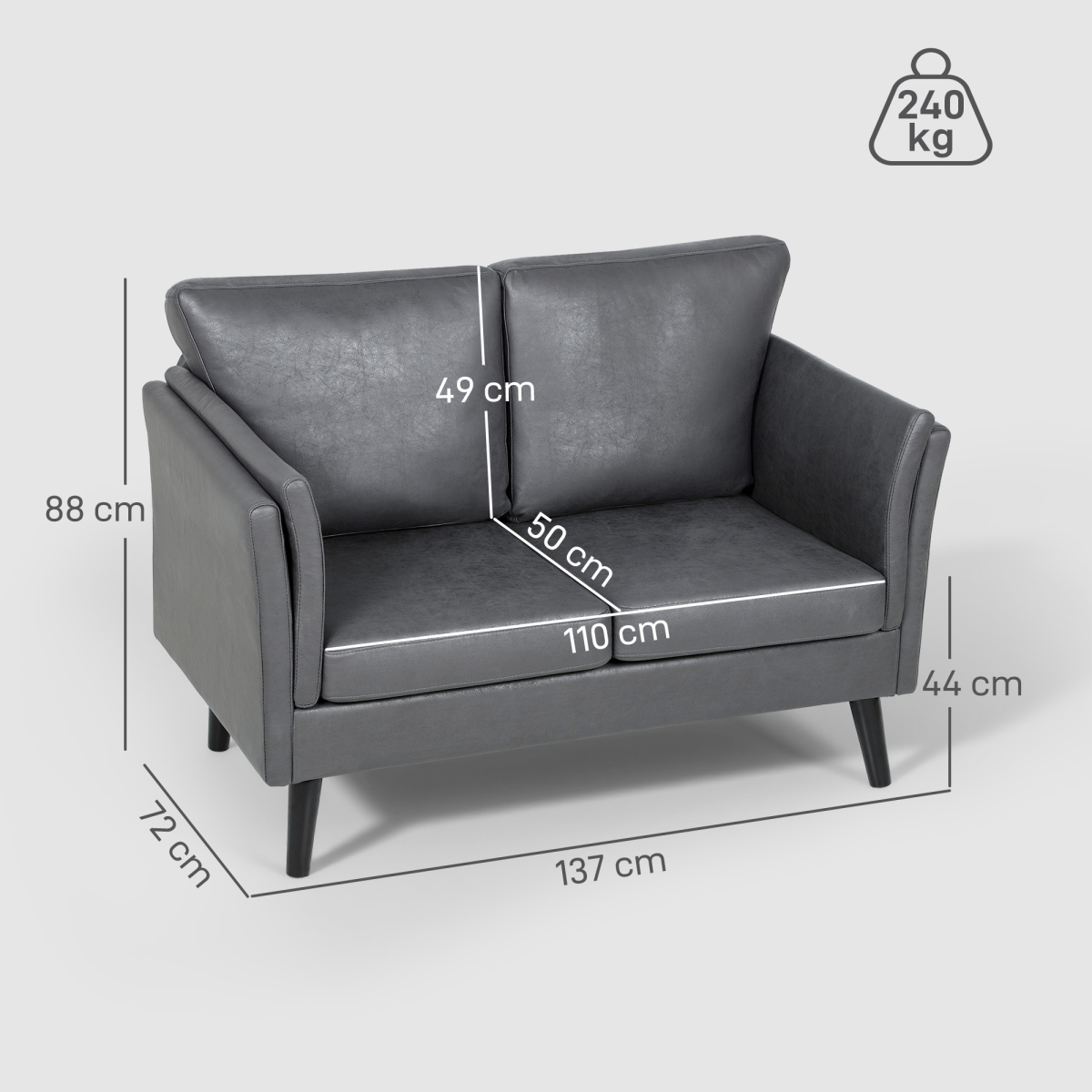 HOMCOM loveseat sofa seat cushion detail