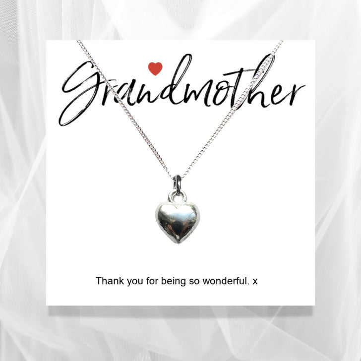 Aye Do Gifts Grandmother Heart Necklace on Thank You Message Card – Keepsake Gift in Black Gift Box