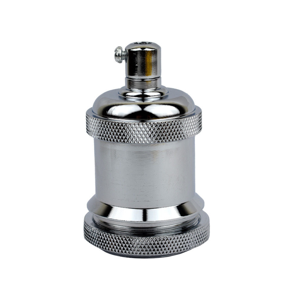 Chrome E27 Metal Lamp Holder – Ideal for Vintage Edison Filament Bulbs
