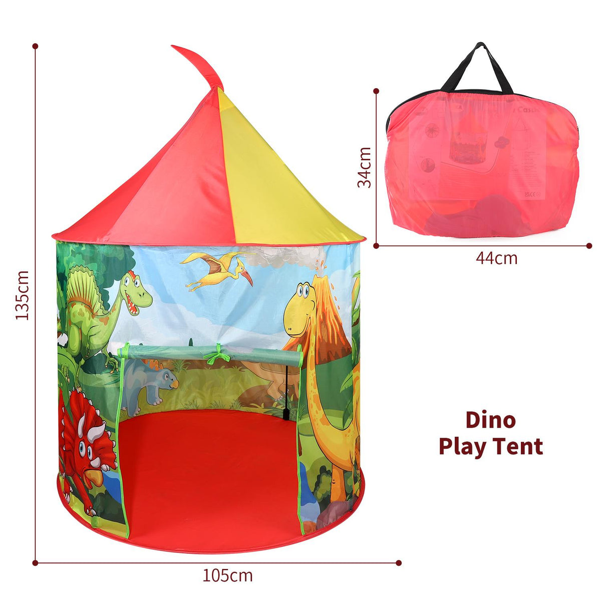 SOKA Dinosaur Pop-Up Play Tent – Foldable Kids Play House with Carry Bag, Indoor & Outdoor