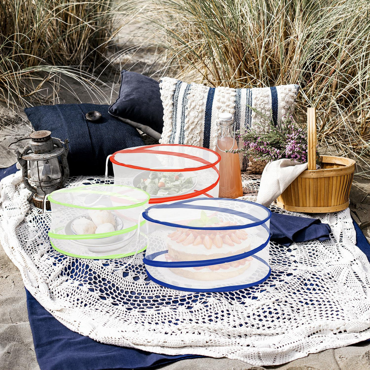VINSANI Set of 3 Pop-Up Mesh Food Covers – Fine Mesh Fly Protection for Picnics & BBQs