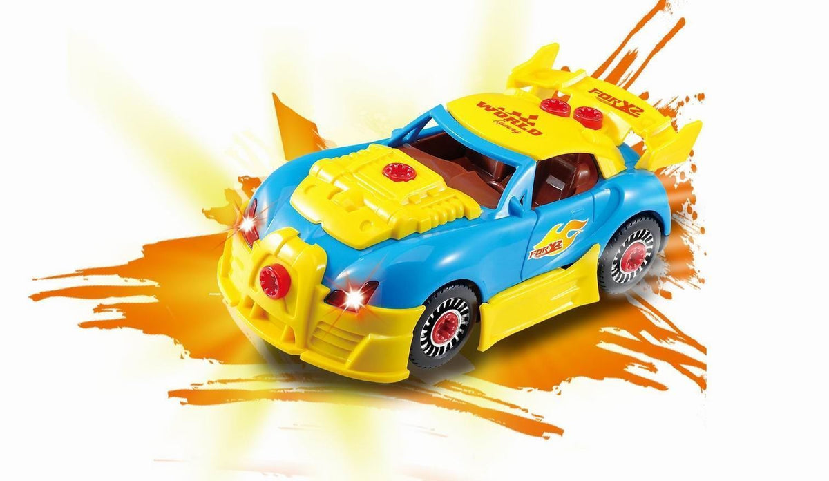 SOKA Take Apart Racing Car STEM Kit with Drill, Lights and Engine Sounds – Construction Toy for Kids