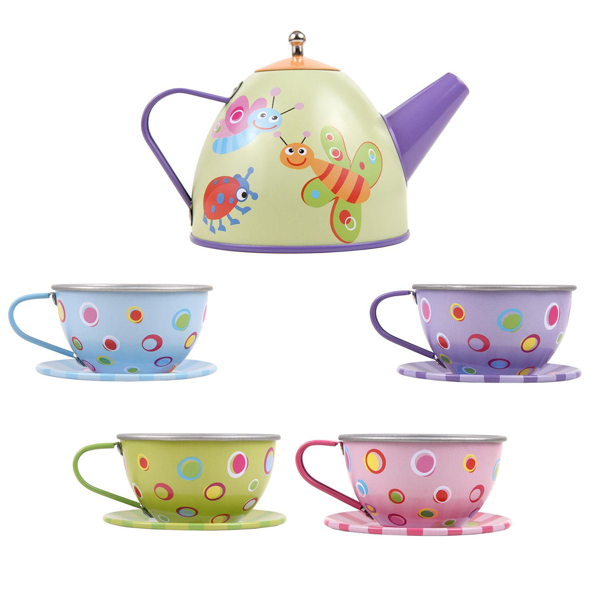 SOKA Tea Set for Boys and Girls – Role Play Tea Party Toy with Colourful Illustrations (Bugs Design)