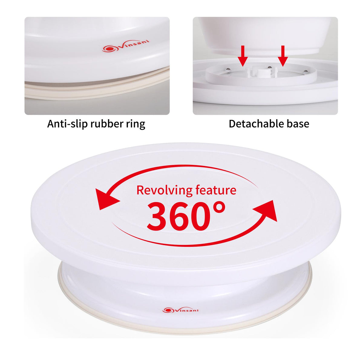 Vinsani Rotating Cake Turntable – Multi-Purpose 360 Degree Cake Decorating & Pastry Display Stand