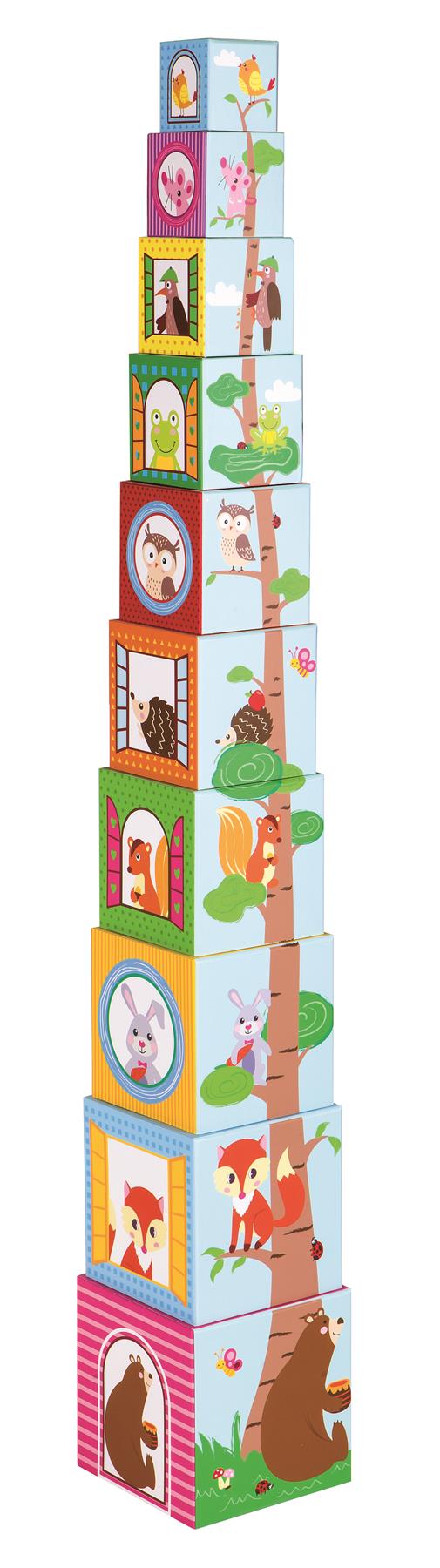 LELIN Forest Stacking Cube 1-10 with Animals and Bright Colours – Early Counting Toy, 12 Months+