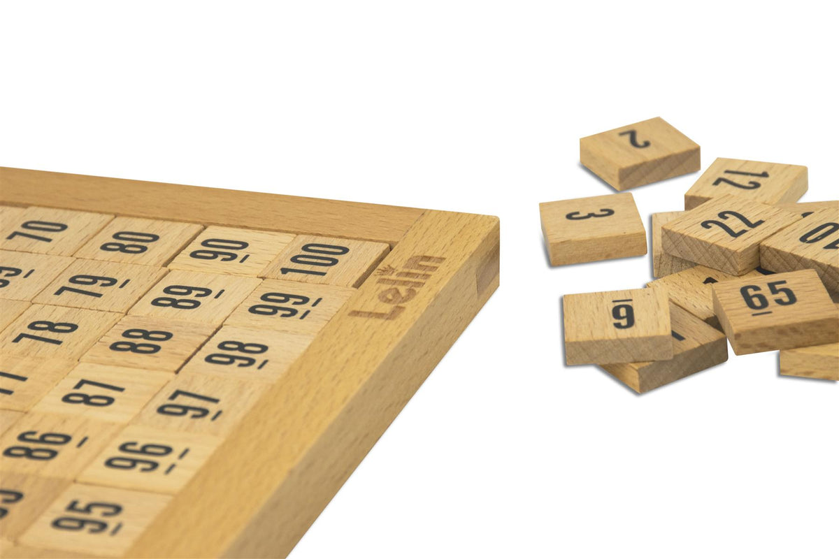 LELIN Wooden Hundred Board with 1-100 Number Squares and Storage Bag – Early Maths Counting Toy, 3+