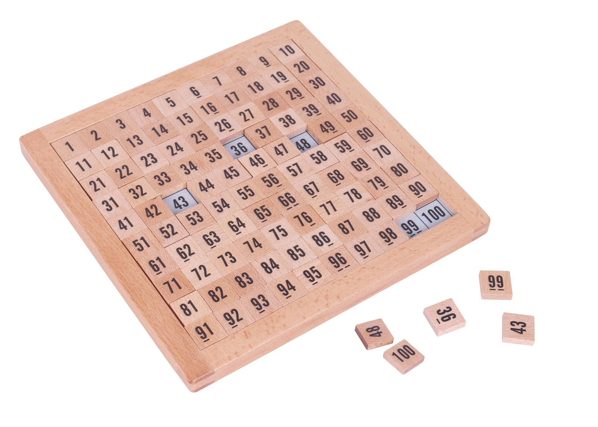 LELIN Wooden Hundred Board with 1-100 Number Squares and Storage Bag – Early Maths Counting Toy, 3+