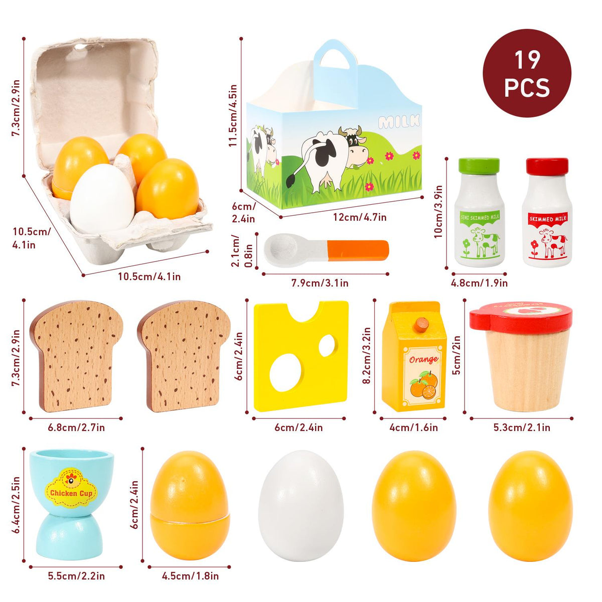 SOKA Wooden Breakfast Play Set with Eggs, Toast, Juice and Jam – Pretend Play Food for Kids