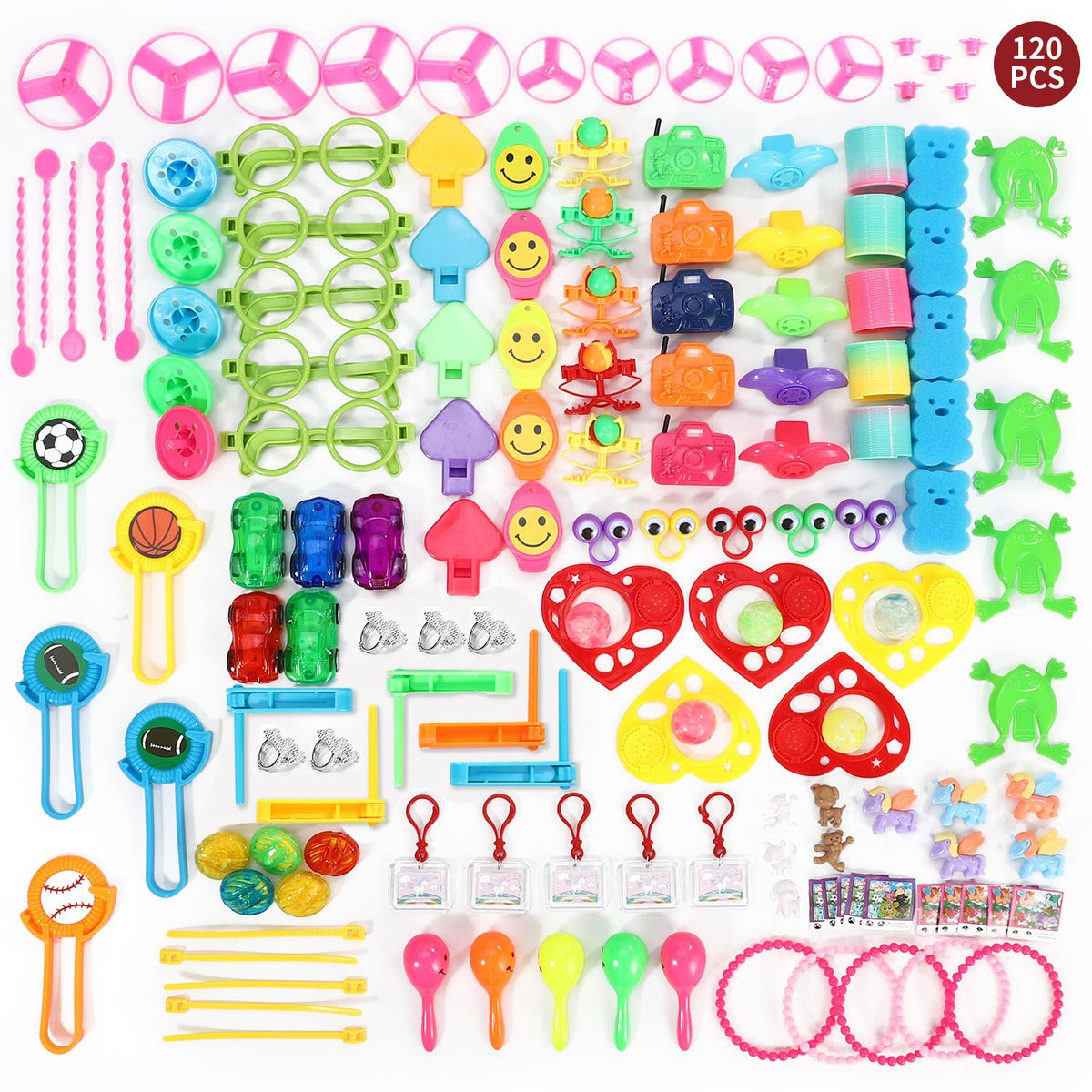 SOKA 120-Piece Party Bag Fillers – 24 Unique Designs for Kids, Birthday Party Favours and Classroom Prizes