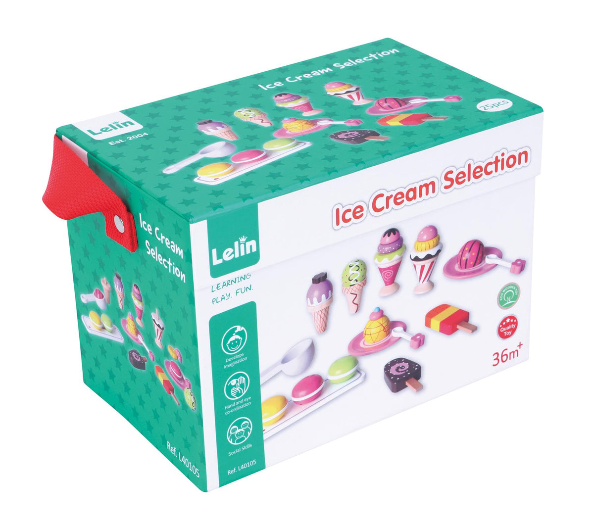 LELIN Ice Cream Play Set with 6 Flavours, 2 Lollies and 3 Macarons – Pretend Play Toy for Ages 3+