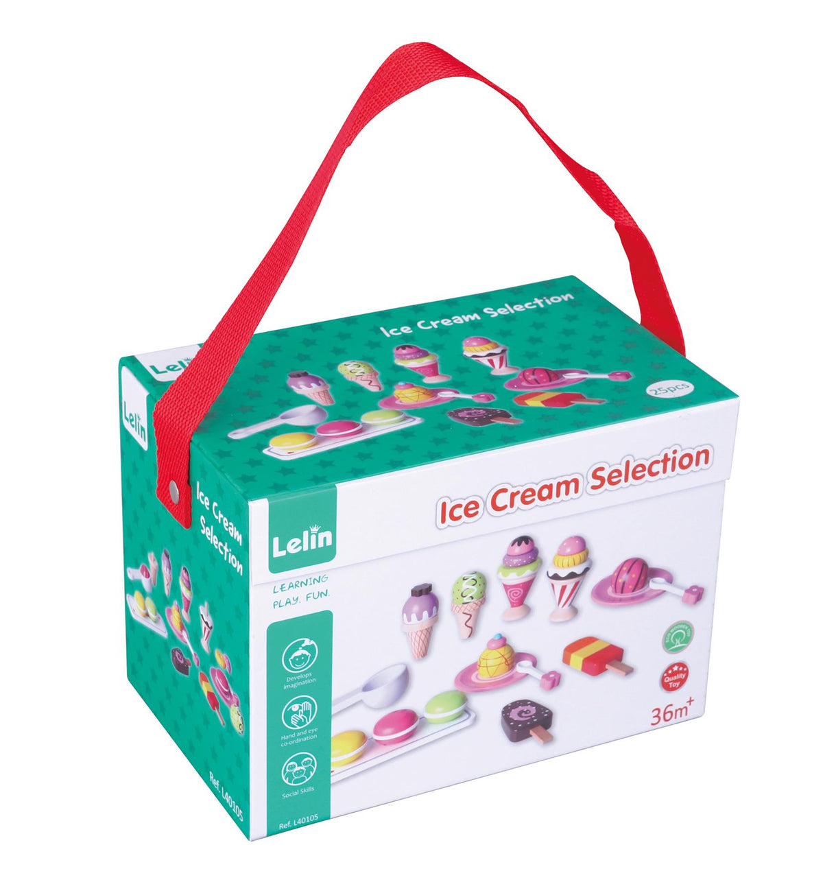 LELIN Ice Cream Play Set with 6 Flavours, 2 Lollies and 3 Macarons – Pretend Play Toy for Ages 3+