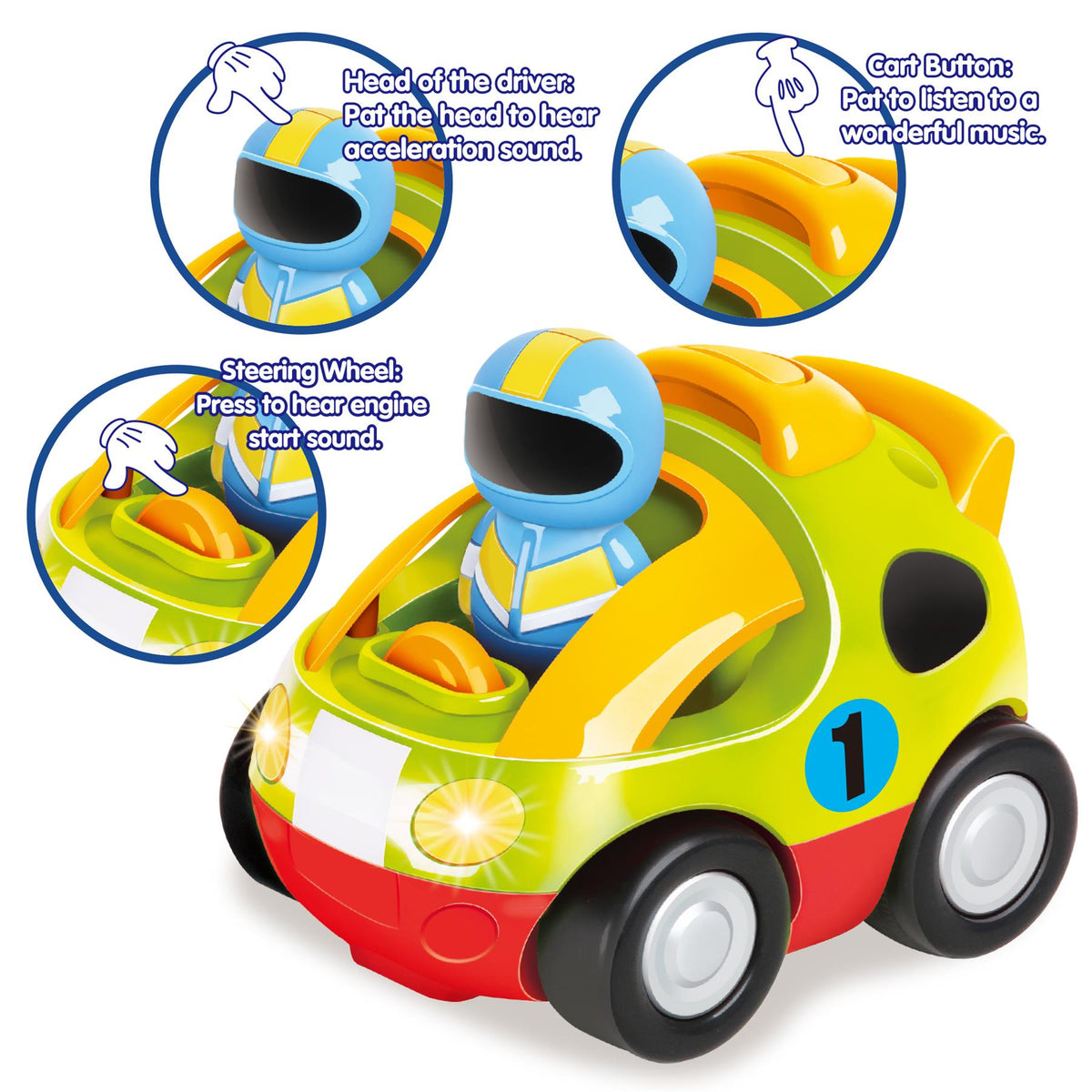 SOKA My First Remote Control Car with Lights, Music and Removable Driver – Toddler RC Toy, Green