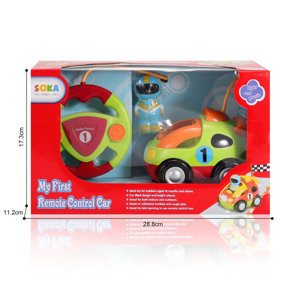 SOKA My First Remote Control Car with Lights, Music and Removable Driver – Toddler RC Toy, Green