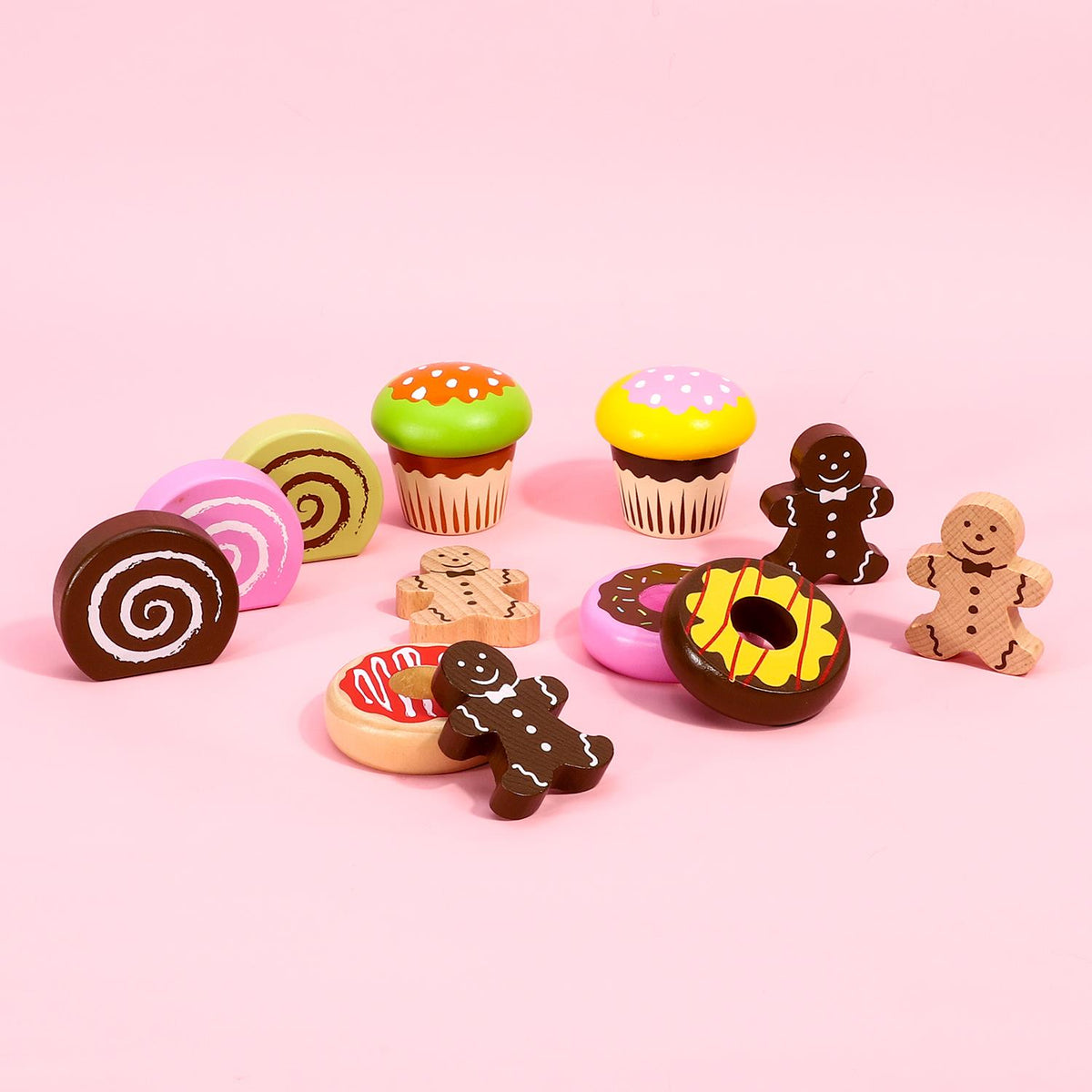 SOKA Wooden Cake Selection Play Set – Pretend Tea Party Food for Toddlers, Educational Role Play Toy