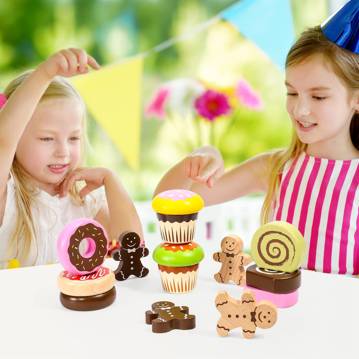 SOKA Wooden Cake Selection Play Set – Pretend Tea Party Food for Toddlers, Educational Role Play Toy