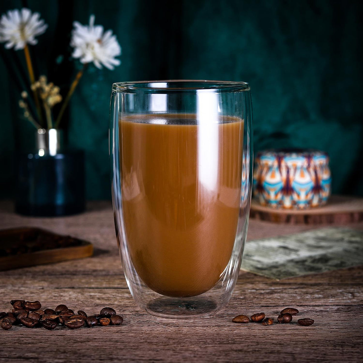 Vinsani Double Wall Glasses Set of 2, Edgy Design – Borosilicate Glass Cups for Coffee, Tea and Cocktails