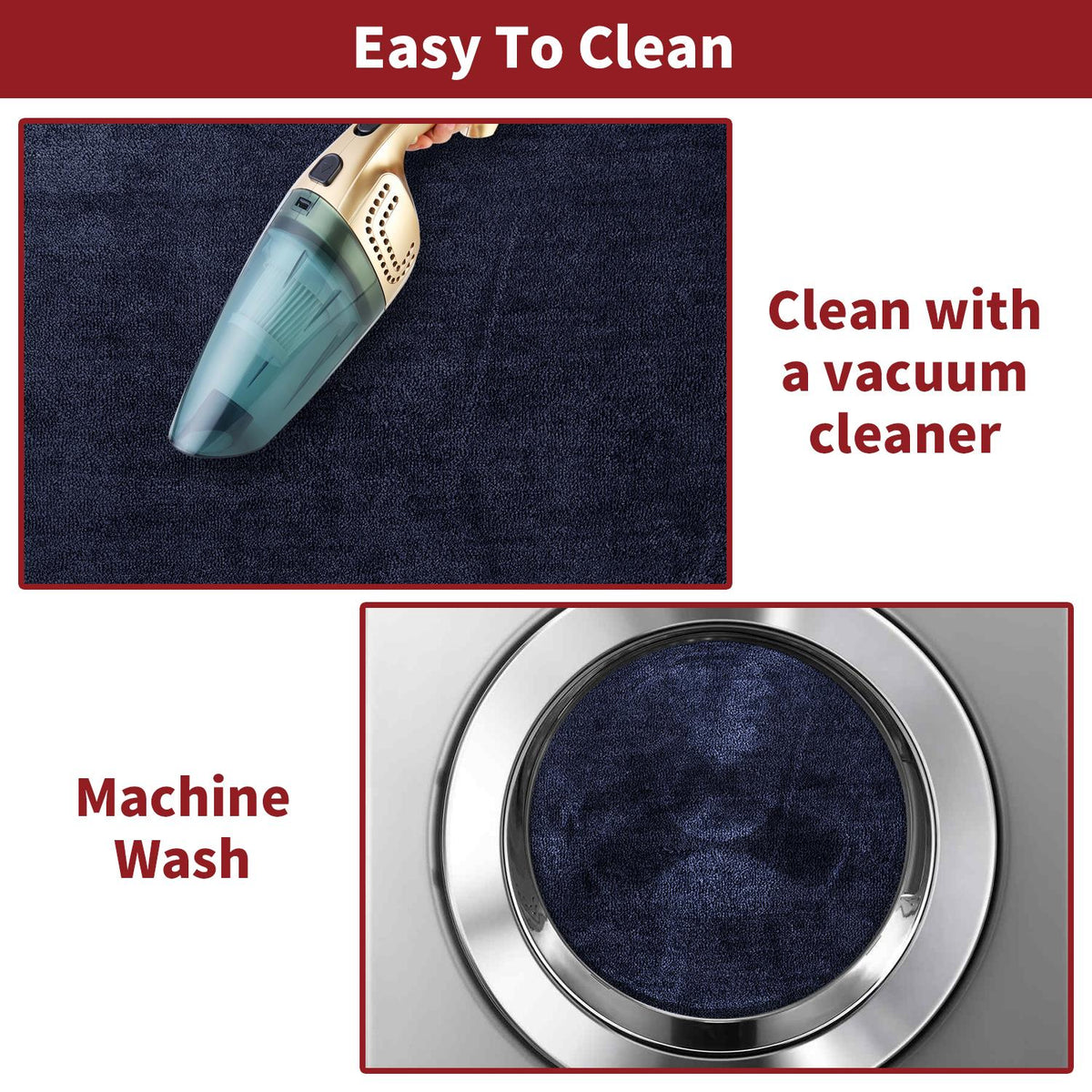 Vinsani Ultra-Soft Microfibre Bath Mat, 50 x 80 cm – Dense, Fluffy Bathroom Mat, Navy