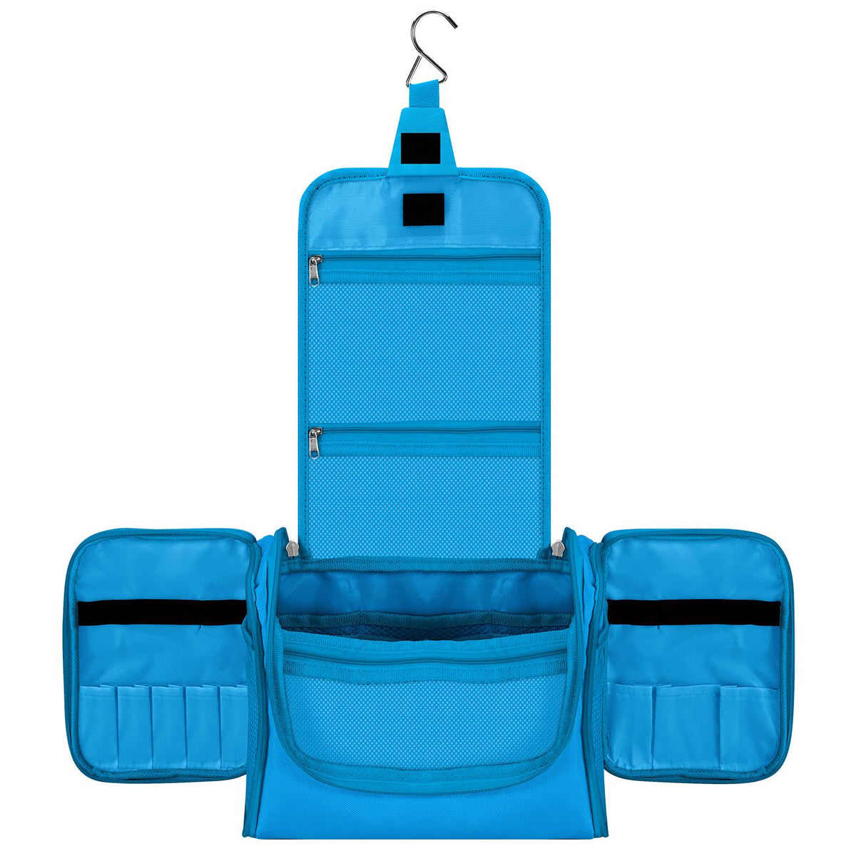 Vinsani Hanging Toiletry Bag with Mesh Pockets and Elastic Loops – Travel Wash Bag, Blue