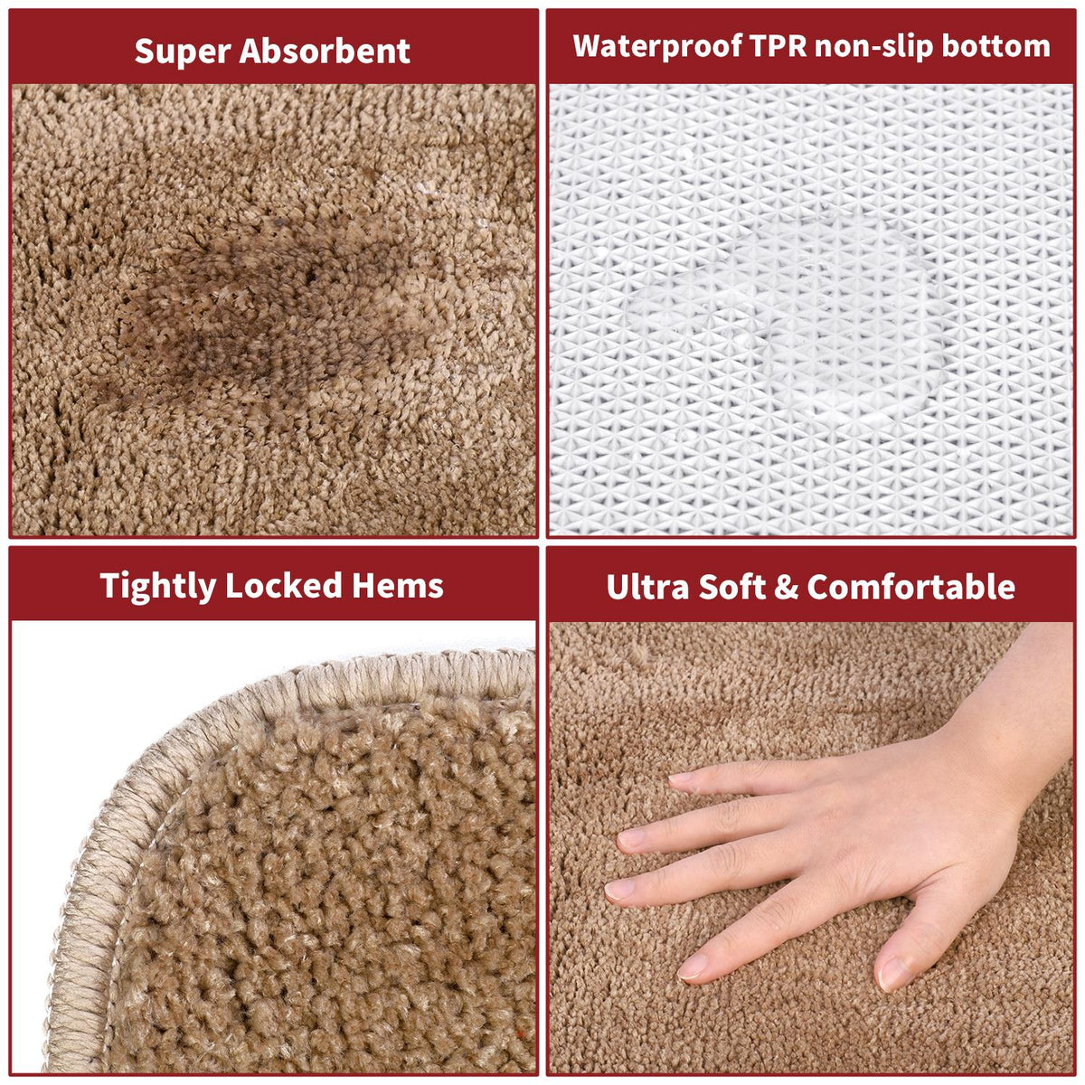 Vinsani Ultra Soft Microfibre Bath Mat 50x80cm – Dense, Fluffy Bathroom Mat, Beige
