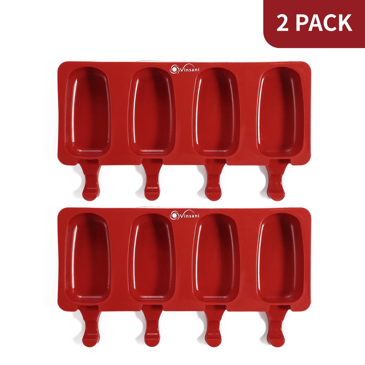 VINSANI 4-Cavity Ice Lolly Maker with Reusable Sticks – Homemade Frozen Treats for Juice, Yoghurt & Smoothies