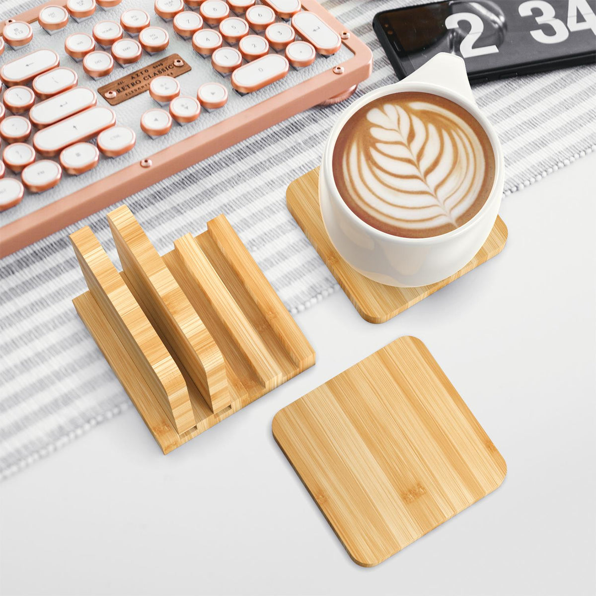 VINSANI Natural Bamboo Coasters – Heat & Spill Protection for Tables