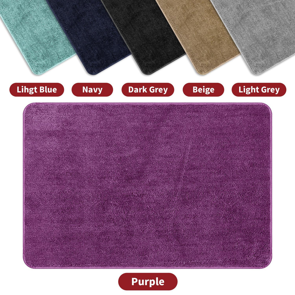 Vinsani Ultra Soft Microfibre Bath Mat 60 x 90cm – Dense Fluffy Bathroom Mat, Purple