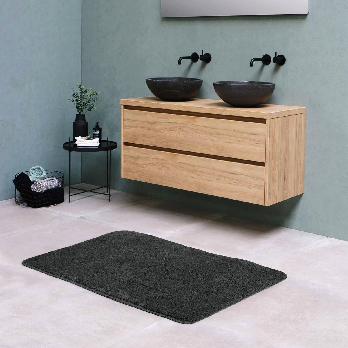 Vinsani Ultra Soft Microfibre Bath Mat 60x90cm – Dense, Fluffy Bathroom Mat, Dark grey