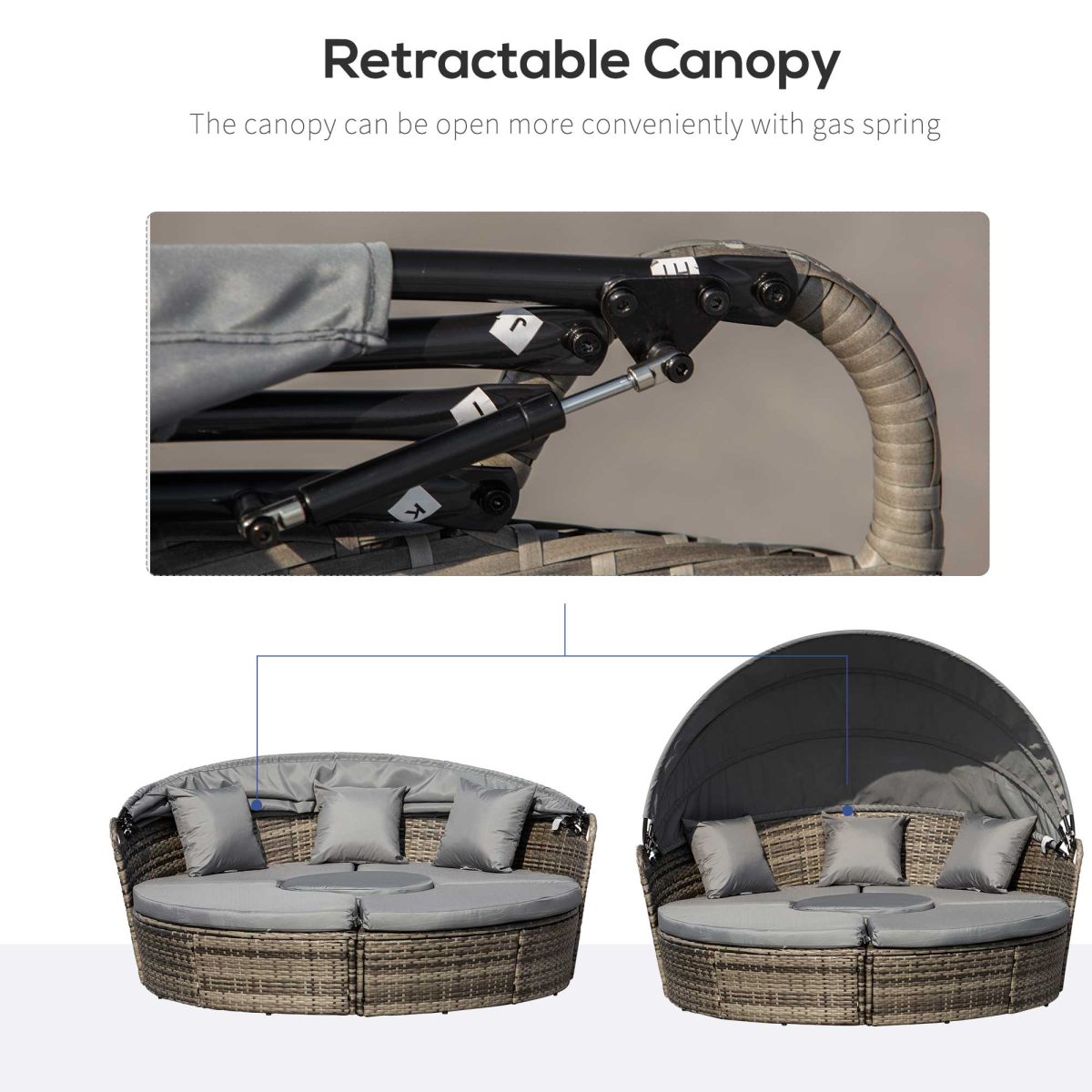 Outsunny Rattan Day Bed side view