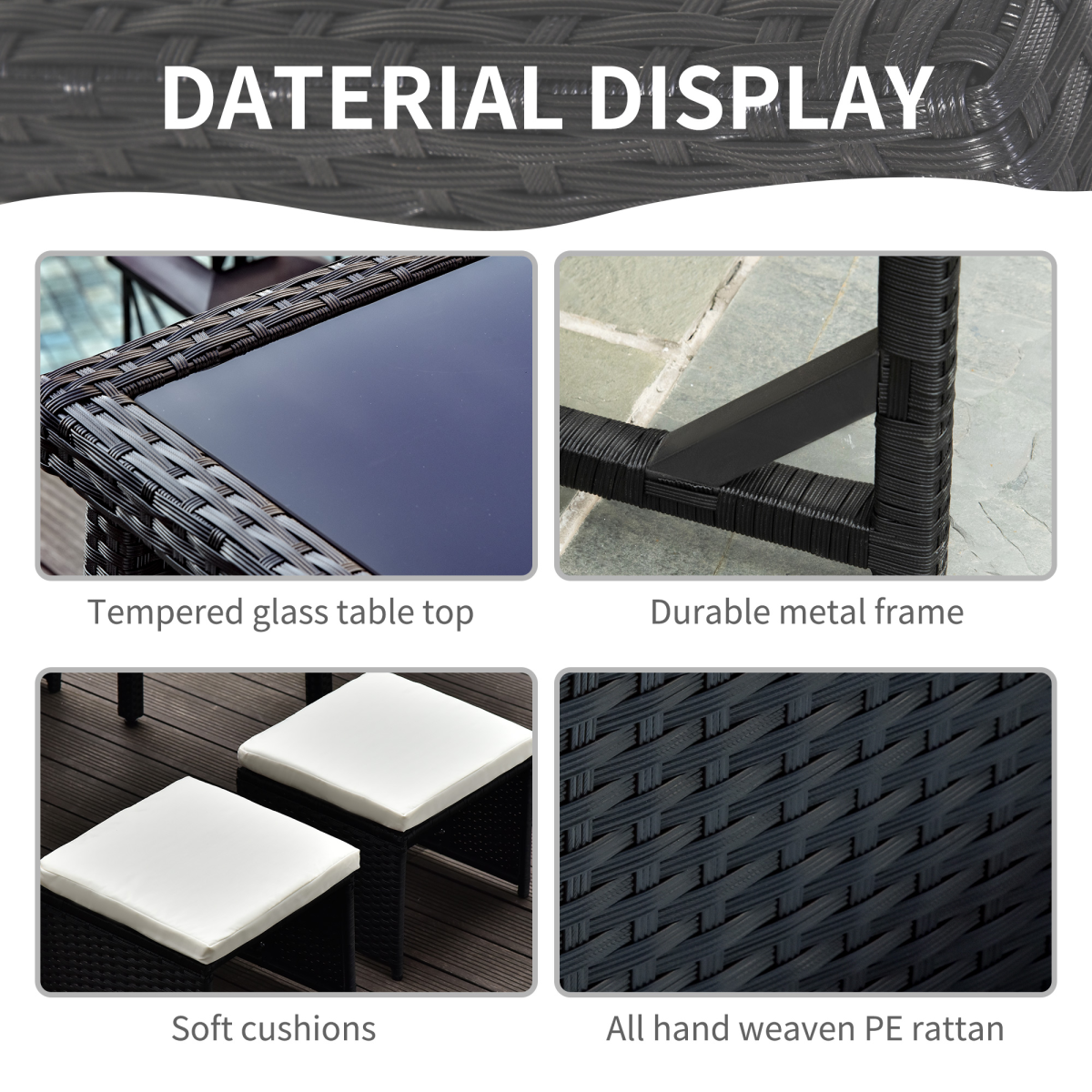 Outsunny Rattan Garden Set table detail