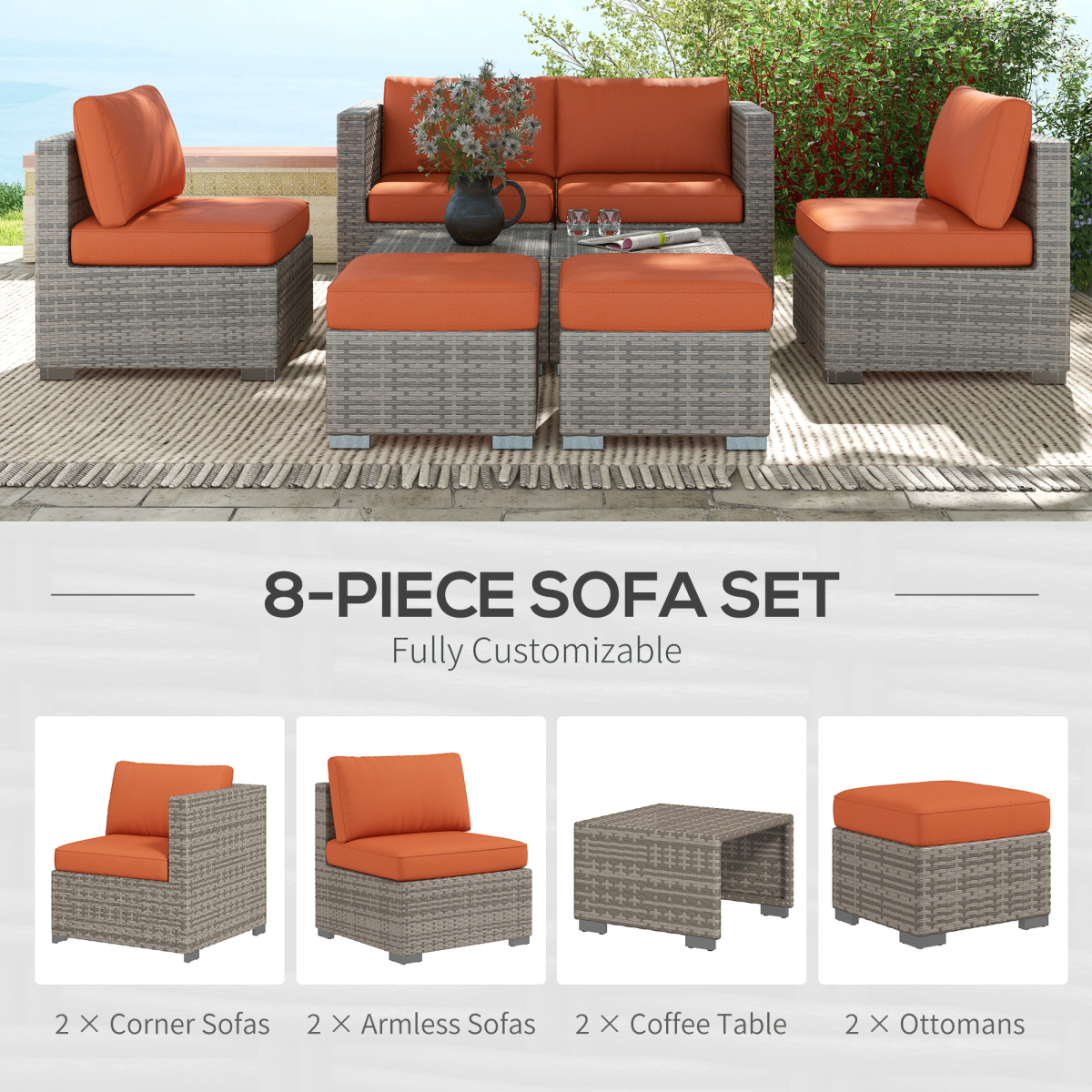 Outsunny rattan footstool detail