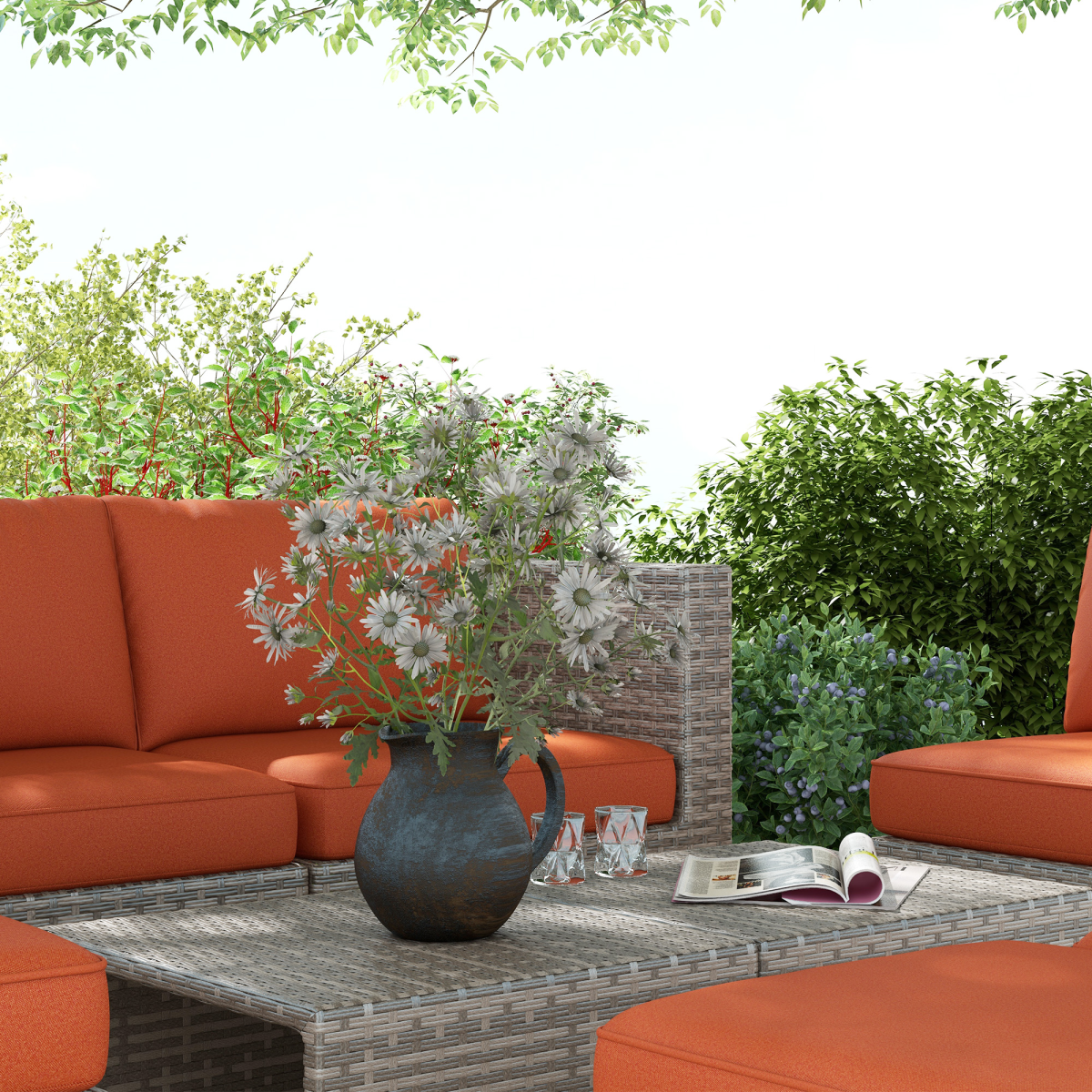 Outsunny rattan modular set cushion covers detail