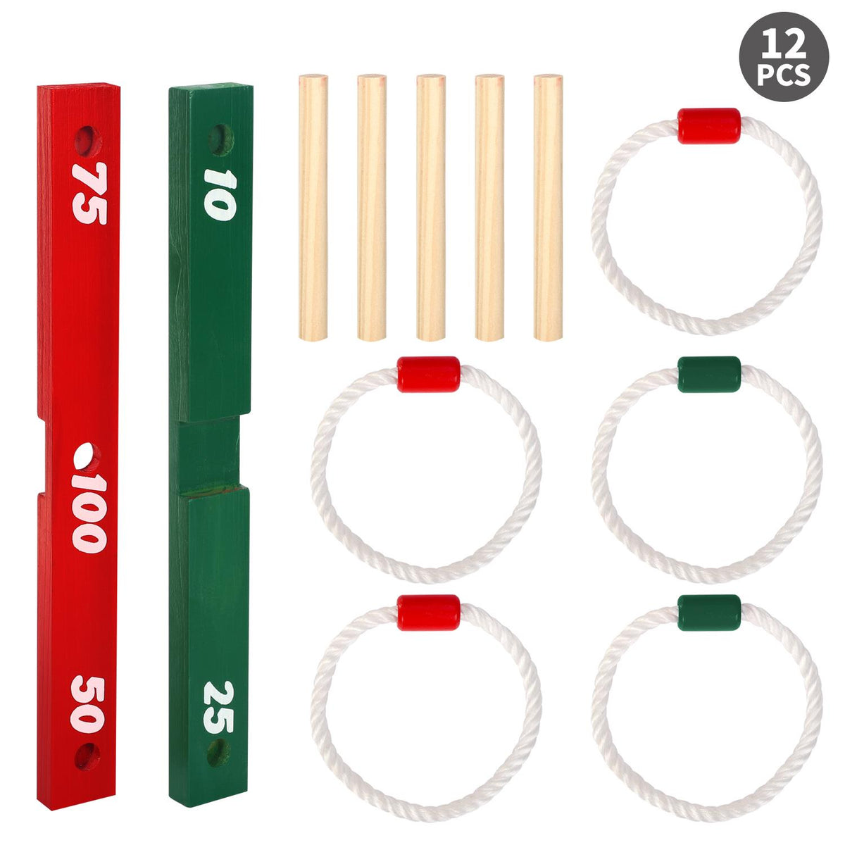 Vinsani Wooden Garden Quoits Game with Rope Rings – Outdoor Family Fun for Kids & Adults, Ages 3+