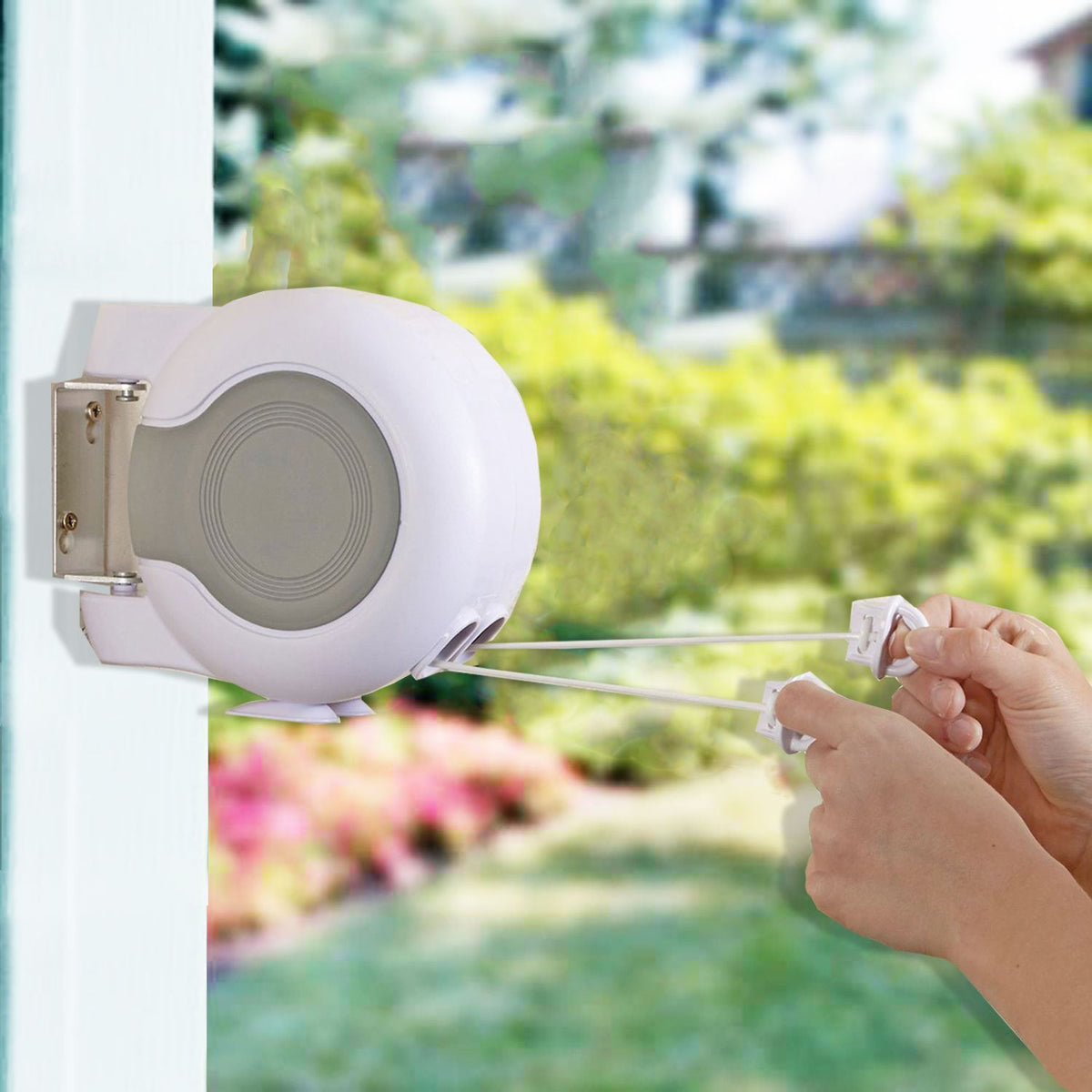 26m Double Retractable Washing Line – Wall-Mounted Indoor & Outdoor Clothes Line, White