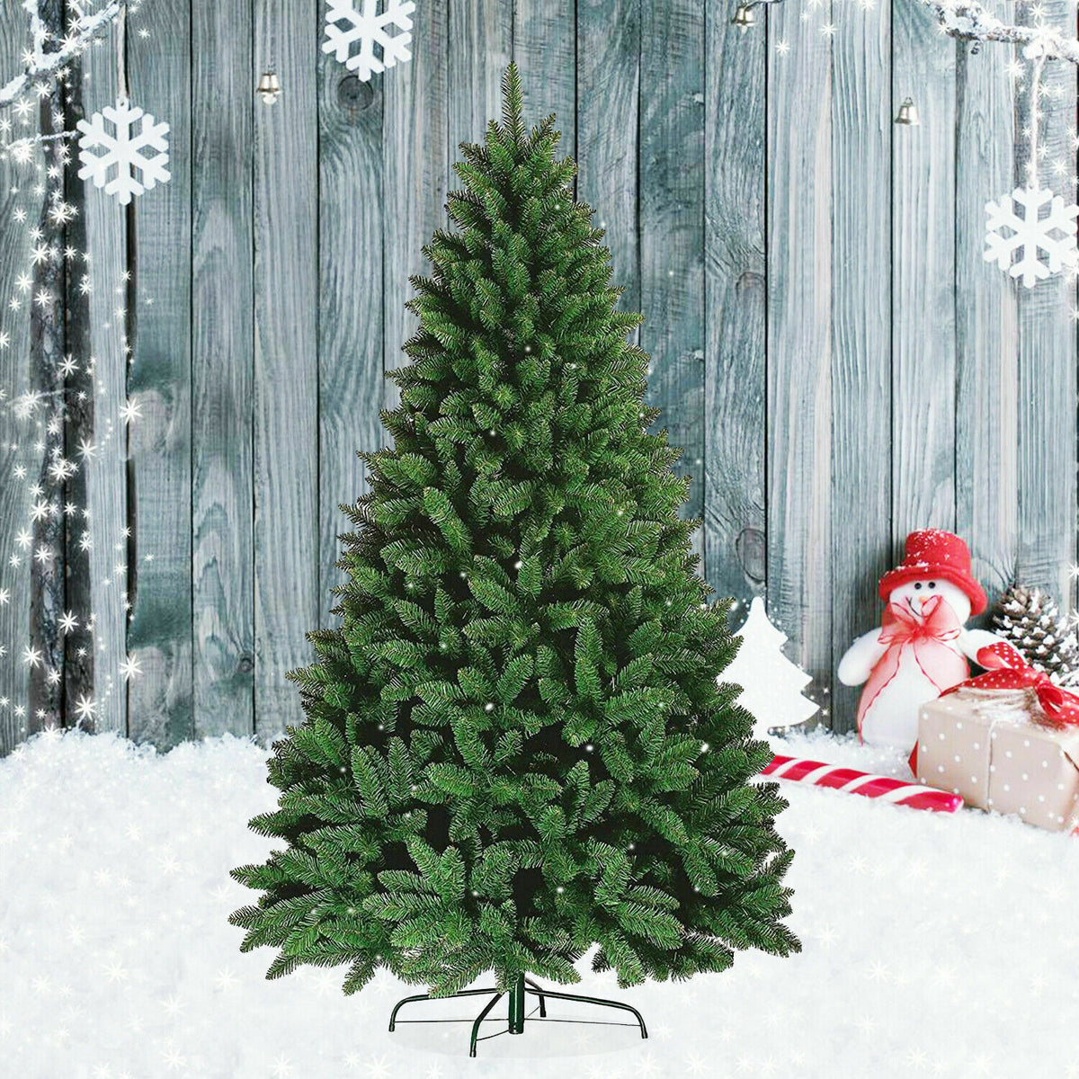Colorado Artificial Christmas Tree, 7ft Hinged Pine Effect with Metal Stand – Indoor/Outdoor, Green