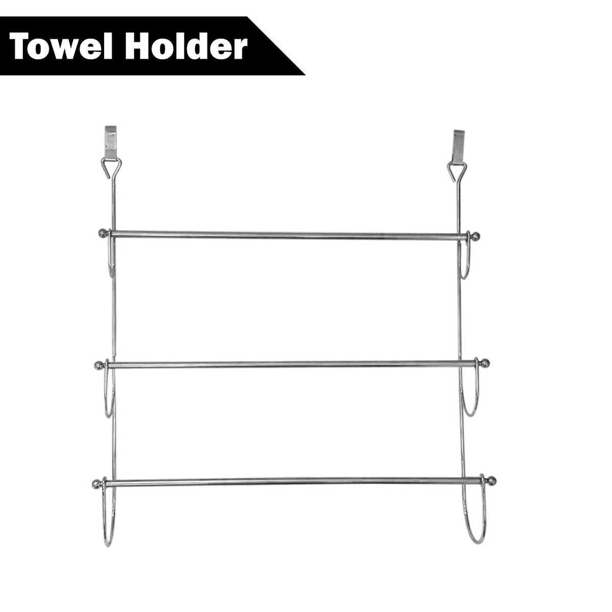 3 Tier Over The Door Towel Rail Hanger – Chrome Finish Stainless Steel Bathroom Towel Rack