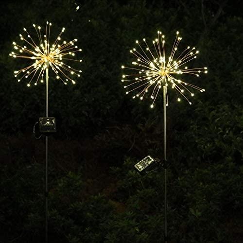 Planet Solar 90 LED Warm White Starburst Garden Stake Lights – Solar Powered Lawn & Path Lighting