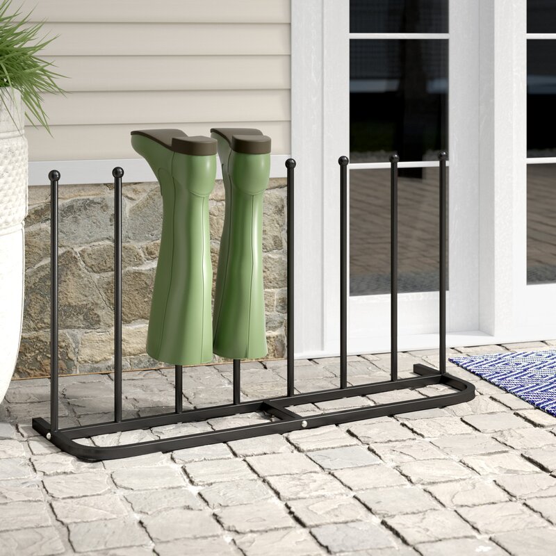 Direct Online Houseware 4 Pair Boot Rack in Black Powder Coated Steel – Wellie Stand Shoe Storage Organiser